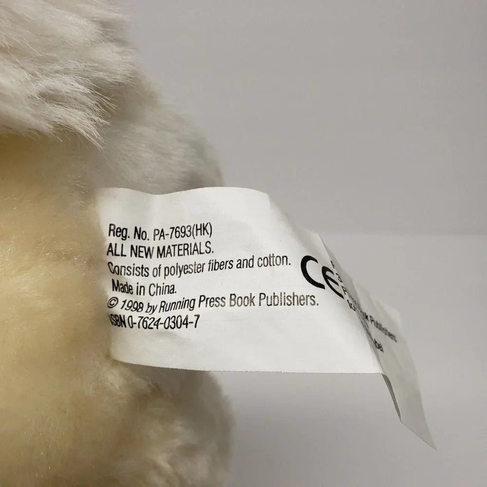 Running Press Book 13" Cream White Bunny Rabbit Pink Ears 1998 Vintage Plush - Picture 4 of 4